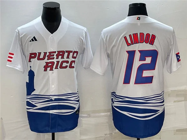 Baseball Jersey For Sports Teams And Clubs-Men's Puerto Rico Baseball ACTIVE PLAYER Custom 2023 White World Baseball Classic Stitched Jersey