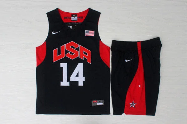 Football Jersey With Logo-Basketball Jersey With Logo-USA 14 Anthony Davis Blue 2012 Dream Team Basketball Jersey(With Shorts)