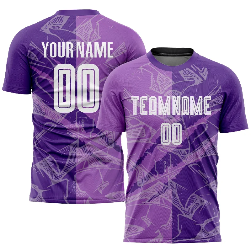 Football Jersey With Bold Team Graphics-Custom Graffiti Pattern Medium Purple-Purple Scratch Sublimation Soccer Uniform Jersey