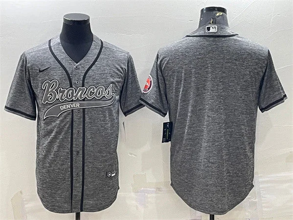 Baseball Jersey With Quality Stitching-Men's Denver Broncos Blank Gray With Patch Cool Base Stitched Baseball Jersey