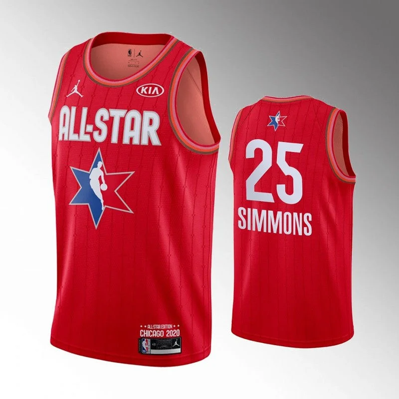 Football Jersey For Team Sales-Basketball Jersey For Team Sales-76ers 25 Ben Simmons Red 2020 All-Star Jordan Brand Swingman Basketball Jersey