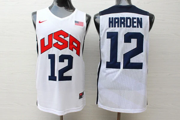 Football Jersey For Kids With Player Names-Basketball Jersey For Kids With Player Names-USA 12 Harden White 2012 Dream Team Basketball Jersey