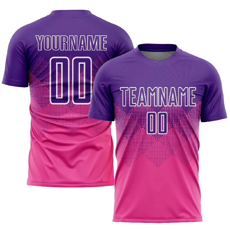 Football Jersey For Game Day-Custom Pink Purple-White Sublimation Soccer Uniform Jersey