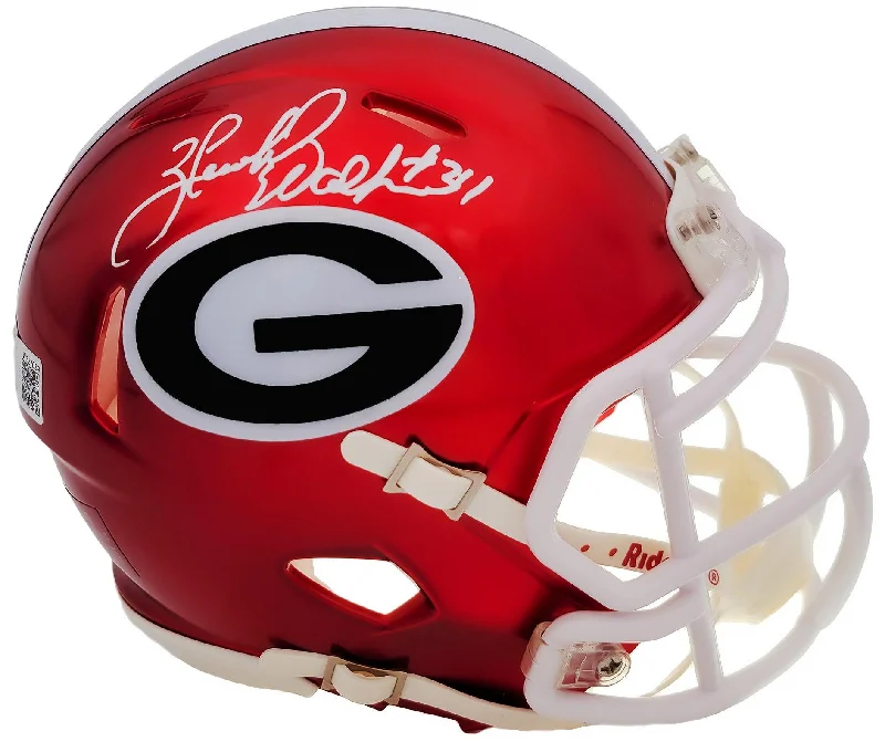 Rugby Helmet For Game-Time Safety-Herschel Walker Autographed Georgia Bulldogs Flash Red Speed Mini Helmet Beckett BAS QR Stock #202150