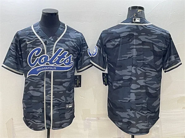 Baseball Jersey For Fan Favorites-Men's Indianapolis Colts Blank Gray Camo With Patch Cool Base Stitched Baseball Jersey