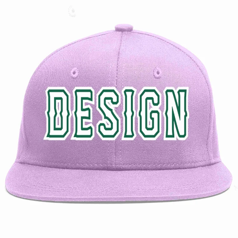 Baseball Cap For Women-Custom Light Purple White-Kelly Green Flat Eaves Sport Baseball Cap Design for Men/Women/Youth