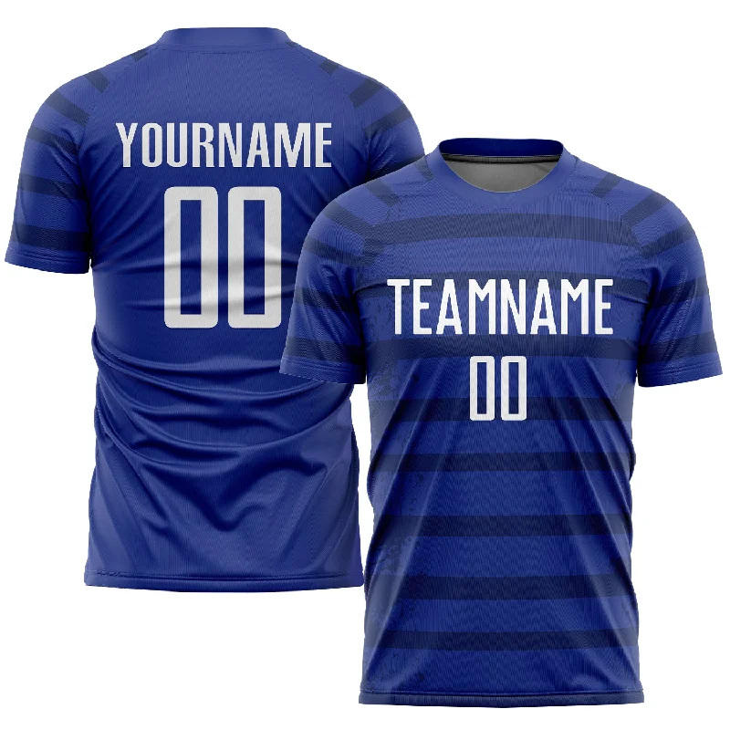 Football Jersey With Bold Design-Custom Royal White-Navy Sublimation Soccer Uniform Jersey