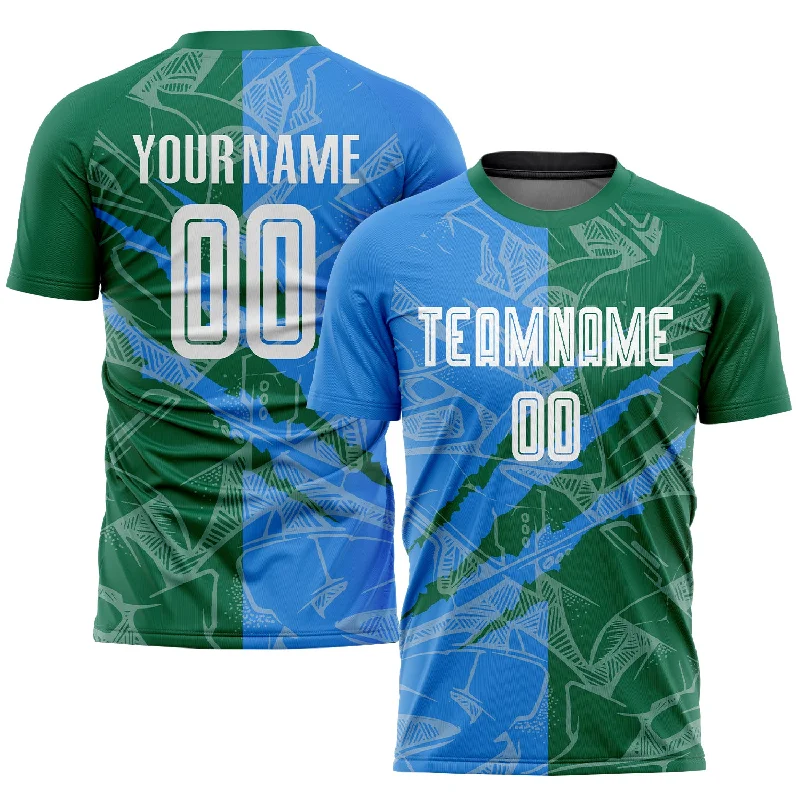 Football Jersey For Major League Apparel-Custom Graffiti Pattern Powder Blue-Kelly Green Scratch Sublimation Soccer Uniform Jersey