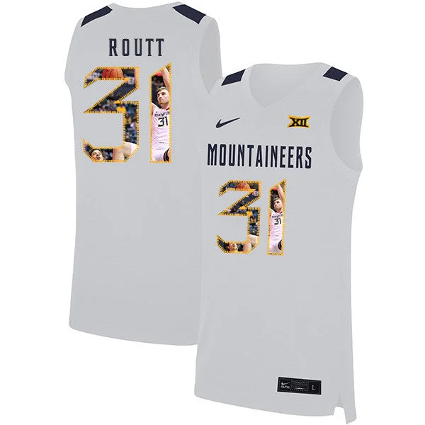 Football Jersey For Fans And Supporters-Basketball Jersey For Fans And Supporters-West Virginia Mountaineers 31 Logan Routt White Fashion Basketball College Basketball Jersey