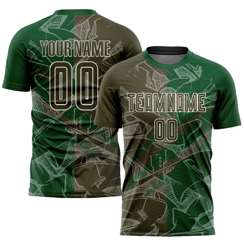 Football Jersey For High Impact Sports-Custom Graffiti Pattern Olive-Green Scratch Sublimation Soccer Uniform Jersey