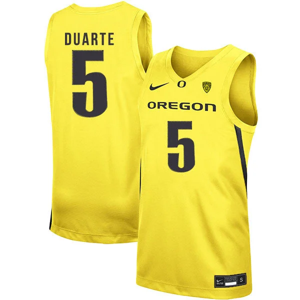 Football Jersey For Unique Customization-Basketball Jersey For Unique Customization-Oregon Ducks 5 Chris Duarte Yellow College Basketball Basketball Jersey