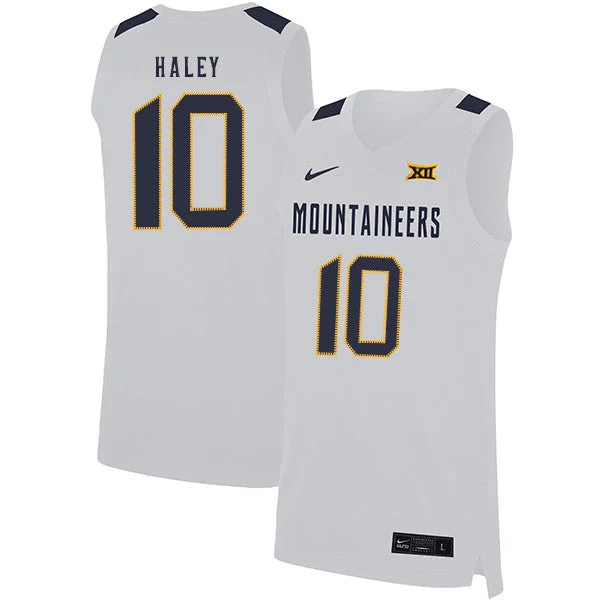 Football Jersey With Custom Design-Basketball Jersey With Custom Design-West Virginia Mountaineers 10 Jermaine Haley White Basketball College Basketball Jersey