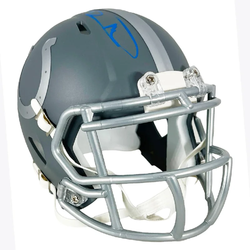 Rugby Helmet For Pre-Game Preparation-Robert Mathis Signed Blue Ink Indianapolis Colts Slate Alternate Speed Mini Football Helmet (JSA)