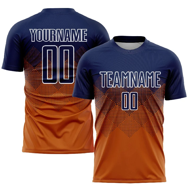 Football Jersey With Custom Graphics-Custom Texas Orange Navy-White Sublimation Soccer Uniform Jersey