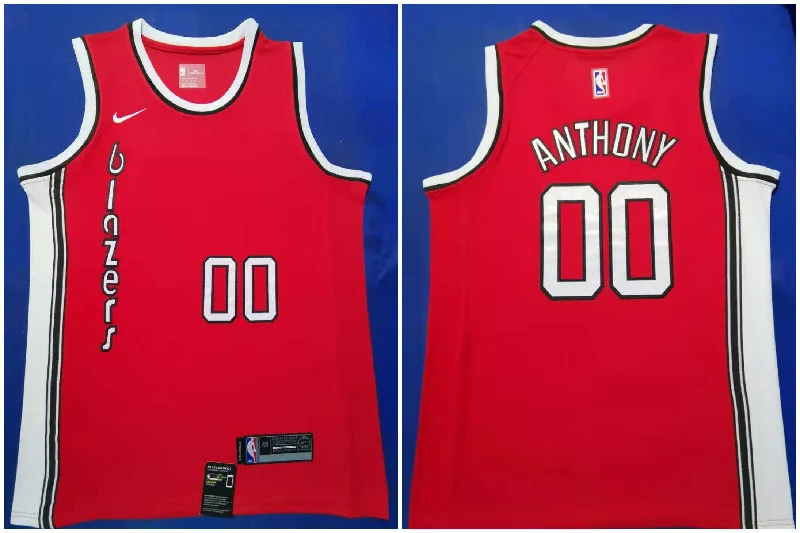 Football Jersey For Team Spirit-Basketball Jersey For Team Spirit-Blazers 00 Carmelo Anthony Red 2019-20 Swingman Basketball Jersey