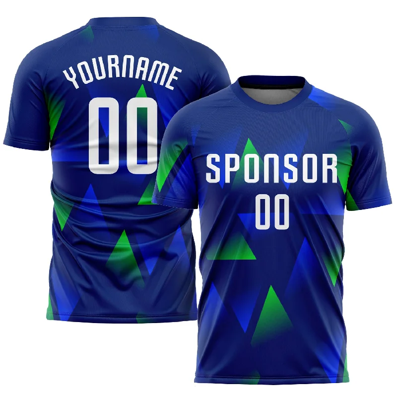 Football Jersey With Custom Graphics For Team-Custom Royal White-Kelly Green Sublimation Soccer Uniform Jersey