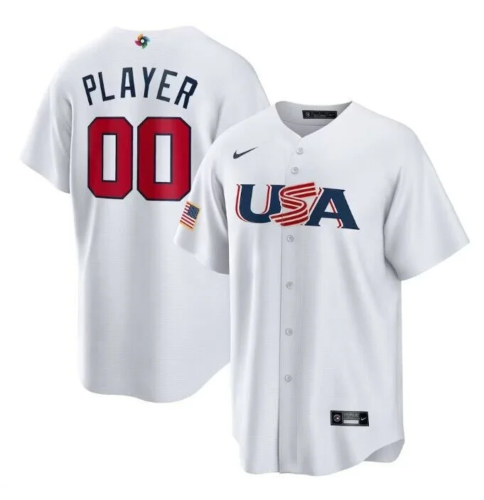 Baseball Jersey For Player Recognition-Men's USA Baseball ACTIVE PLAYER Custom White World Baseball Classic Stitched Jersey