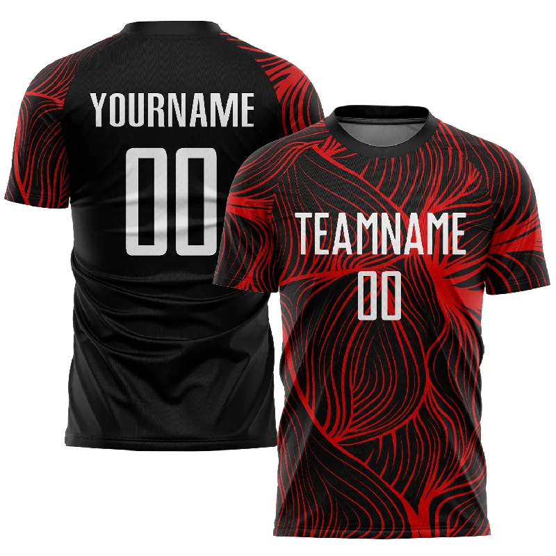 Football Jersey For School Uniforms-Custom Black White-Red Sublimation Soccer Uniform Jersey