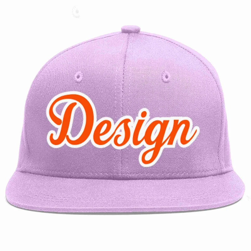 Baseball Cap With Cool Colors-Custom Light Purple Orange-White Flat Eaves Sport Baseball Cap Design for Men/Women/Youth