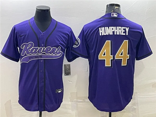 Baseball Jersey For High-Speed Play-Men's Baltimore Ravens #44 Marlon Humphrey Purple Gold With Patch Cool Base Stitched Baseball Jersey