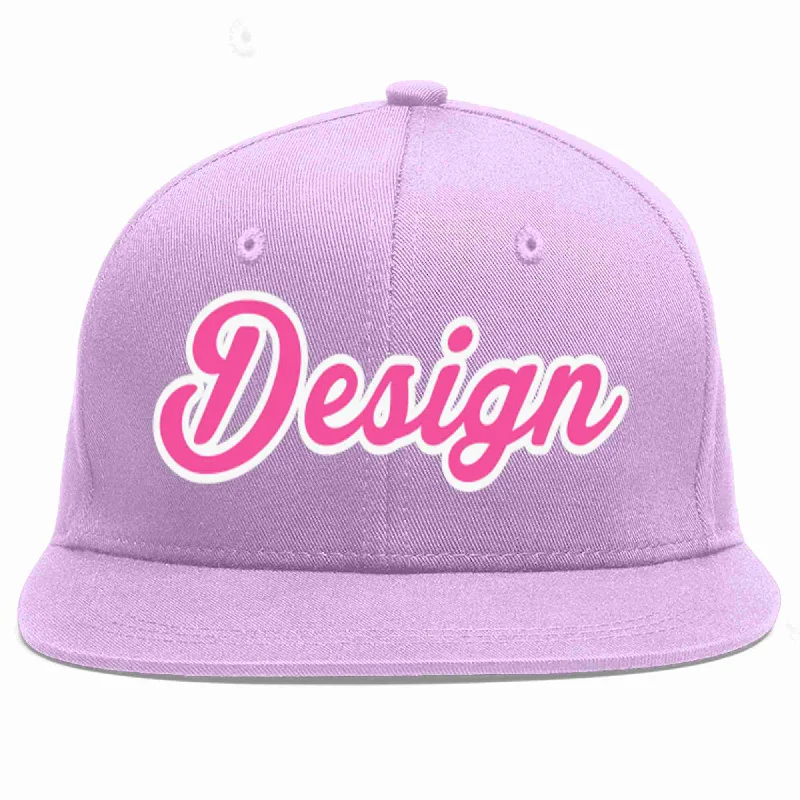 Baseball Cap For Outdoor Work-Custom Light Purple Pink-White Flat Eaves Sport Baseball Cap Design for Men/Women/Youth