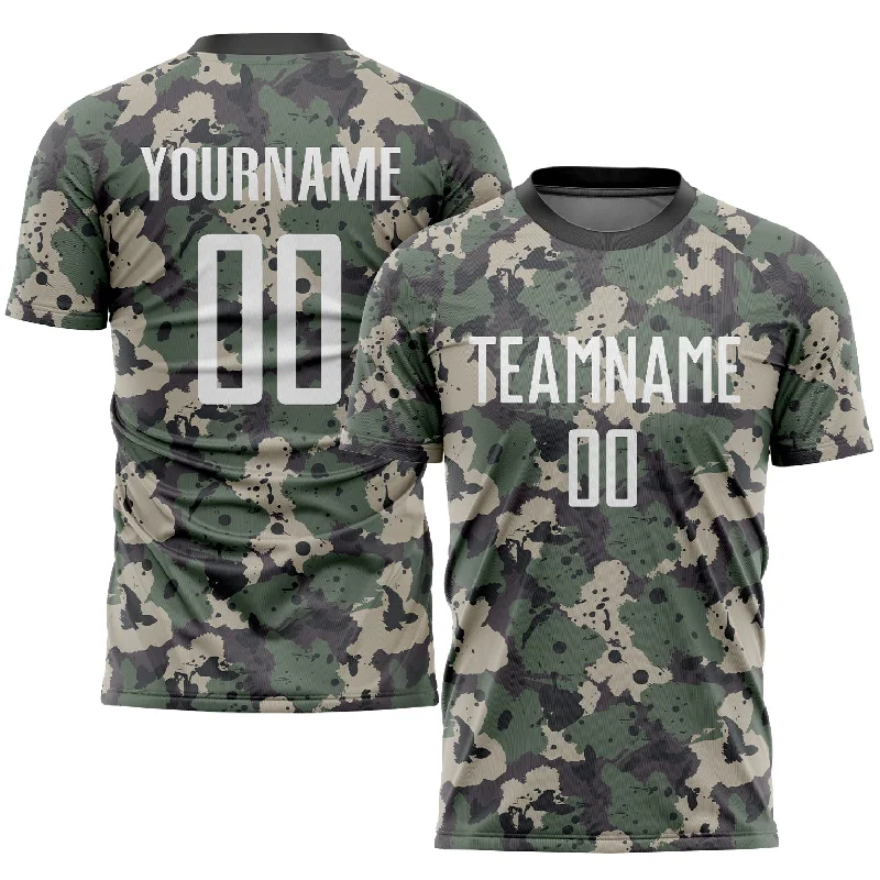 Football Jersey For Special Edition-Custom Camo White-Black Sublimation Salute To Service Soccer Uniform Jersey