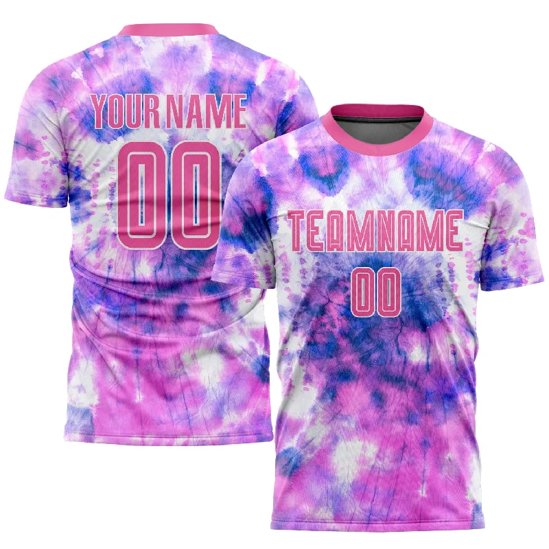 High Quality Football Jersey-Custom Tie Dye Pink-White Sublimation Soccer Uniform Jersey