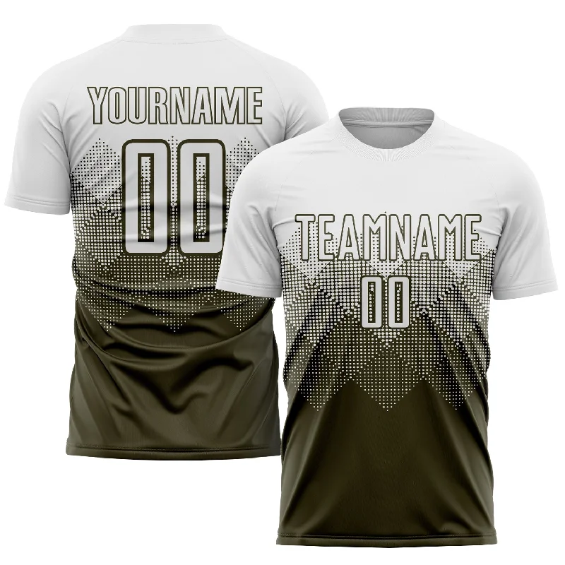 Football Jersey For Professional-Level Teams-Custom Olive White Sublimation Salute To Service Soccer Uniform Jersey