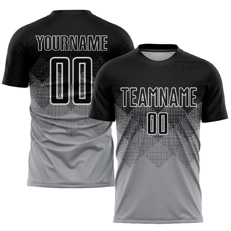 Football Jersey For League-Specific Design-Custom Light Gray Black-White Sublimation Soccer Uniform Jersey