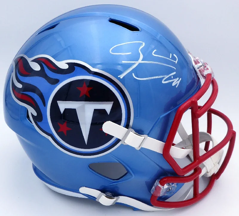 Rugby Helmet With Strong Outer Shell-Ryan Tannehill Autographed Tennessee Titans Flash Blue Full Size Replica Speed Helmet (Smudge) Beckett BAS QR #WN46138