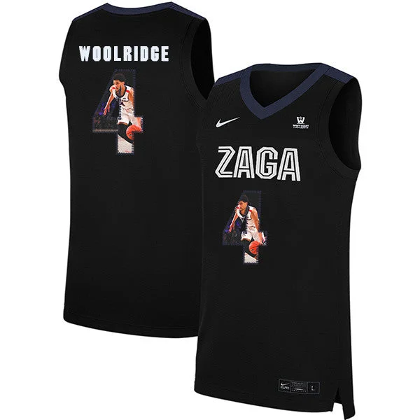 Football Jersey With Creative Artwork-Basketball Jersey With Creative Artwork-Gonzaga Bulldogs 4 Ryan Woolridge Black Fashion College Basketball Basketball Jersey