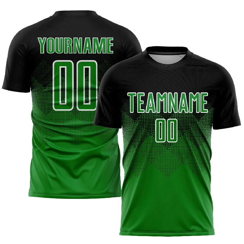 Football Jersey For Personalized Design-Custom Black Grass Green-White Sublimation Soccer Uniform Jersey