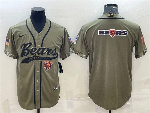 Baseball Jersey For Major League Fans-Men's Chicago Bears Olive 2022 Salute To Service Team Big Logo Cool Base Stitched Baseball Jersey