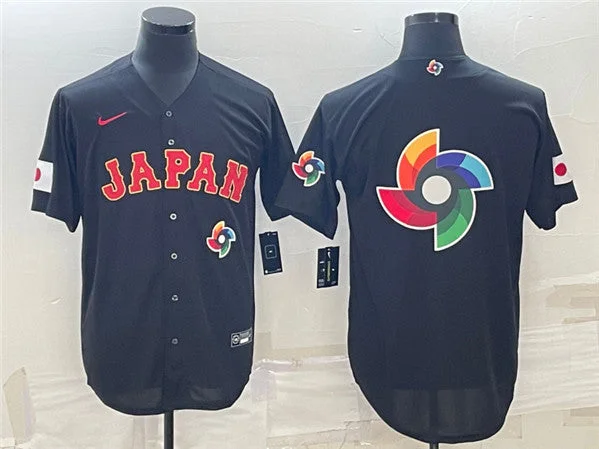 Baseball Jersey For Team Merchandise-Men's Japan Baseball 2023 Black World Baseball Big Logo With Patch Classic Stitched Jersey