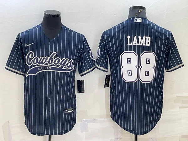 Baseball Jersey For Online Ordering-Men's Dallas Cowboys #88 CeeDee Lamb Navy With Patch Cool Base Stitched Baseball Jersey