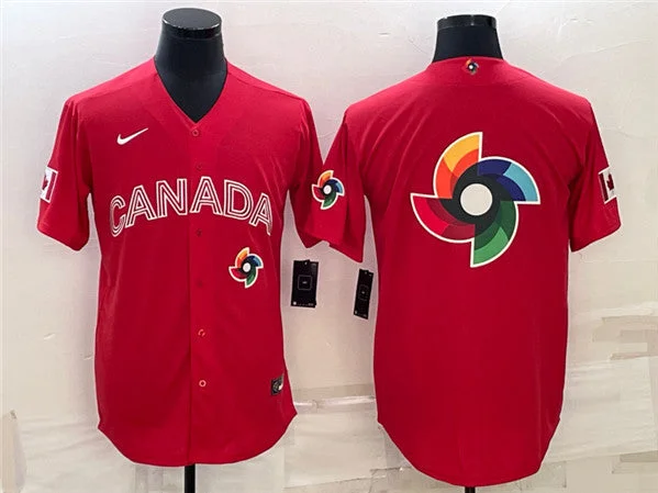 Baseball Jersey For Youth Sports Apparel-Men's Canada Baseball 2023 Red World Baseball Big Logo With Patch Classic Stitched Jersey