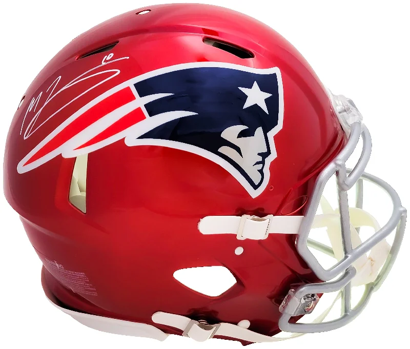 Rugby Helmet With Ventilation System-Mac Jones Autographed New England Patriots Flash Red Full Size Authentic Speed Helmet Beckett BAS Witness Stock #206518