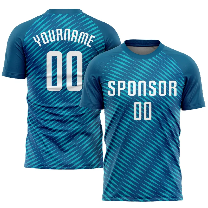 Football Jersey For School Sports Events-Custom Teal White Sublimation Soccer Uniform Jersey