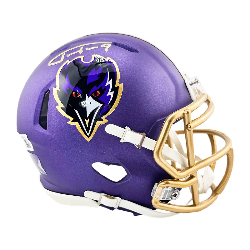 Rugby Helmet For Adjustable Closure-Justin Tucker Signed Baltimore Ravens Alt 2024 Speed Mini Football Helmet (Beckett)