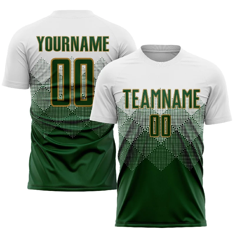 Football Jersey For Group Events-Custom White Green-Old Gold Sublimation Soccer Uniform Jersey