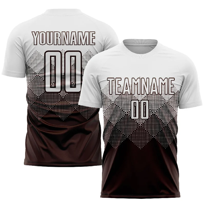 Football Jersey For Team Accessories-Custom Brown White Sublimation Soccer Uniform Jersey