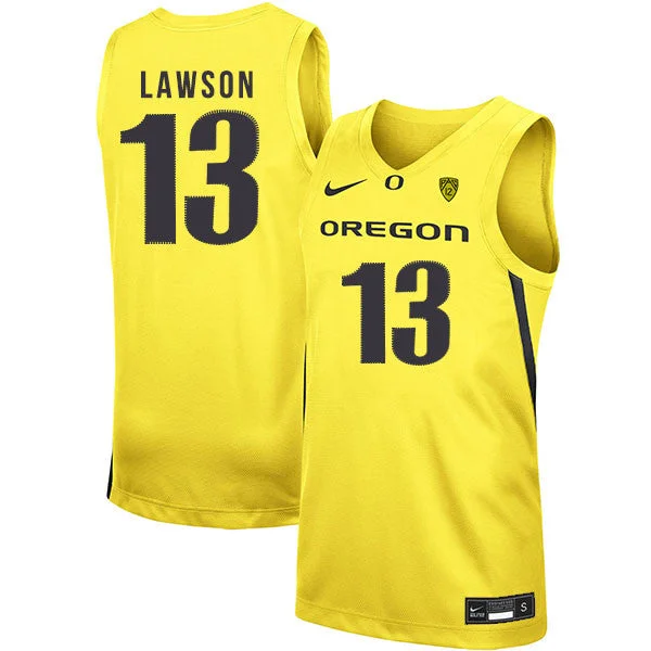 Football Jersey For Private Teams-Basketball Jersey For Private Teams-Oregon Ducks 13 Chandler Lawson Yellow College Basketball Basketball Jersey