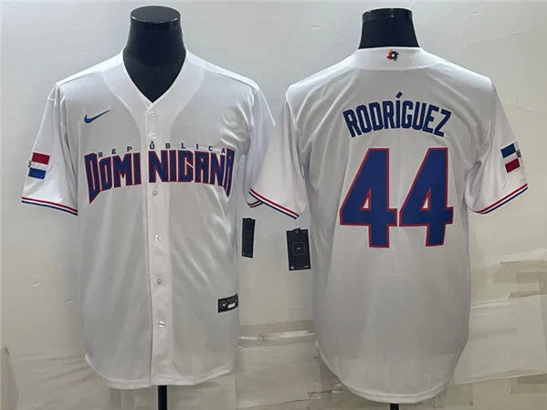 Baseball Jersey For International Teams-Men's Dominican Republic Baseball #44 Julio RodrÃ­guez 2023 White World Baseball Classic Stitched Jersey