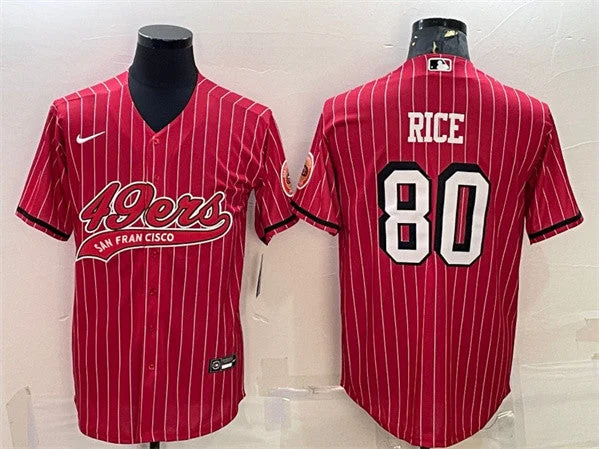 Baseball Jersey For Women-Men's San Francisco 49ers #80 Jerry Rice Red With Patch Cool Base Stitched Baseball Jersey