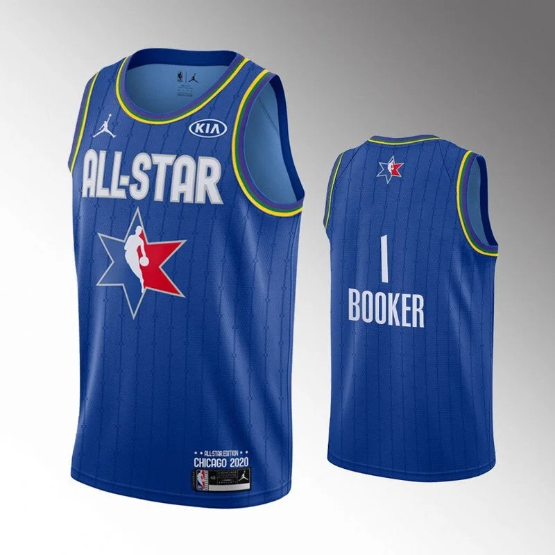 Football Jersey For Game Day Apparel-Basketball Jersey For Game Day Apparel-Suns 1 Devin Booker Blue 2020 All-Star Jordan Brand Swingman Basketball Jersey