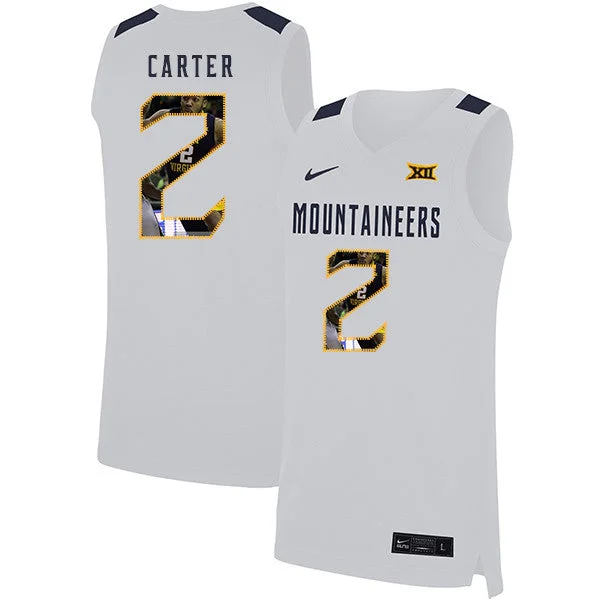 Football Jersey For Team Supporters-Basketball Jersey For Team Supporters-West Virginia Mountaineers 2 Jevon Carter White Fashion Basketball College Basketball Jersey