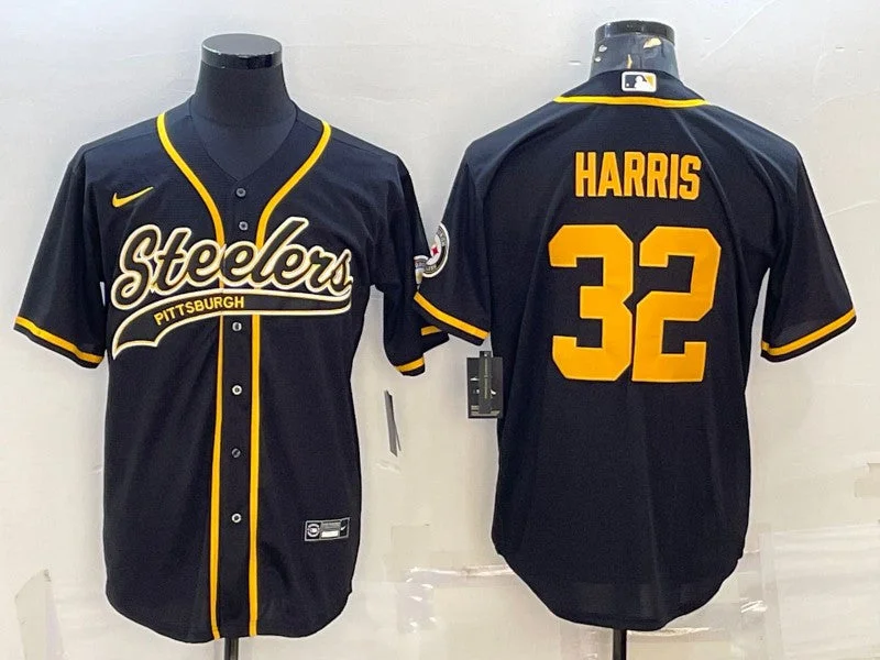 Baseball Jersey For Official Merchandise-Men's Pittsburgh Steelers #32 Franco Harris Black Gold With Patch Cool Base Stitched Baseball Jersey