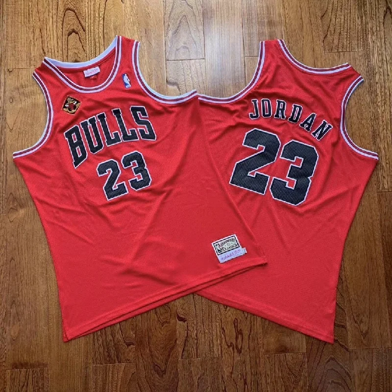 Football Jersey For School Sports Events-Basketball Jersey For School Sports Events-Bulls 23 Michael Jordan Red 20th Anniversary Champions Hardwood Classics Basketball Jersey