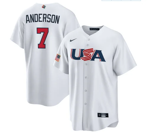 Baseball Jersey For Personalized Embroidery-Men's USA Baseball #7 Tim Anderson 2023 White World Baseball Classic Stitched Jersey