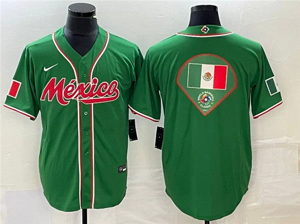 Baseball Jersey For Fastpitch Softball-Men's Mexico Baseball Green 2023 World Baseball Classic Team Big Logo Stitched Jersey